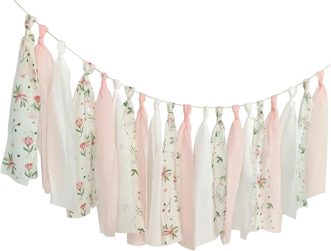 Blush Floral Tassel Garland – 50" x 14" Pink Hanging Décor for Girls & Women, Tea Party, Bedroom, Nursery, Birthday, Wedding & Baby Shower Backdrop